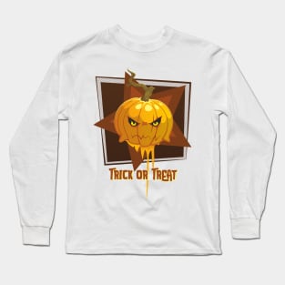 Angry Pumpkin Says Trick or Treat Long Sleeve T-Shirt